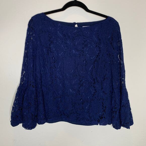 Lace Blue Laundry Puff Flounce Long Sleeve Sz Medium - Picture 5 of 9